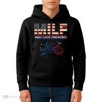 Milf Man I Love Fireworks Funny American Patriotic July 4th Kids Hoodie thumb 4