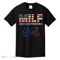 Milf Man I Love Fireworks Funny American Patriotic July 4th Kids T-Shirt thumb 0