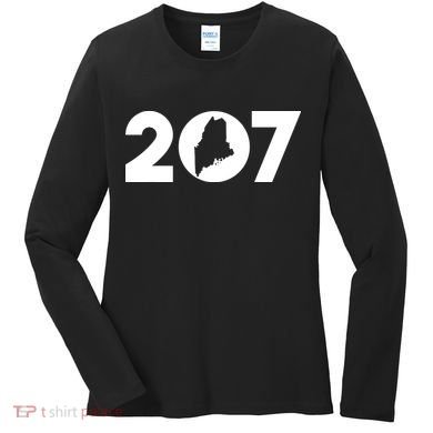 Maine Map Inside The 207 Area Code Maine Me Pride Women's Long Sleeve Shirt