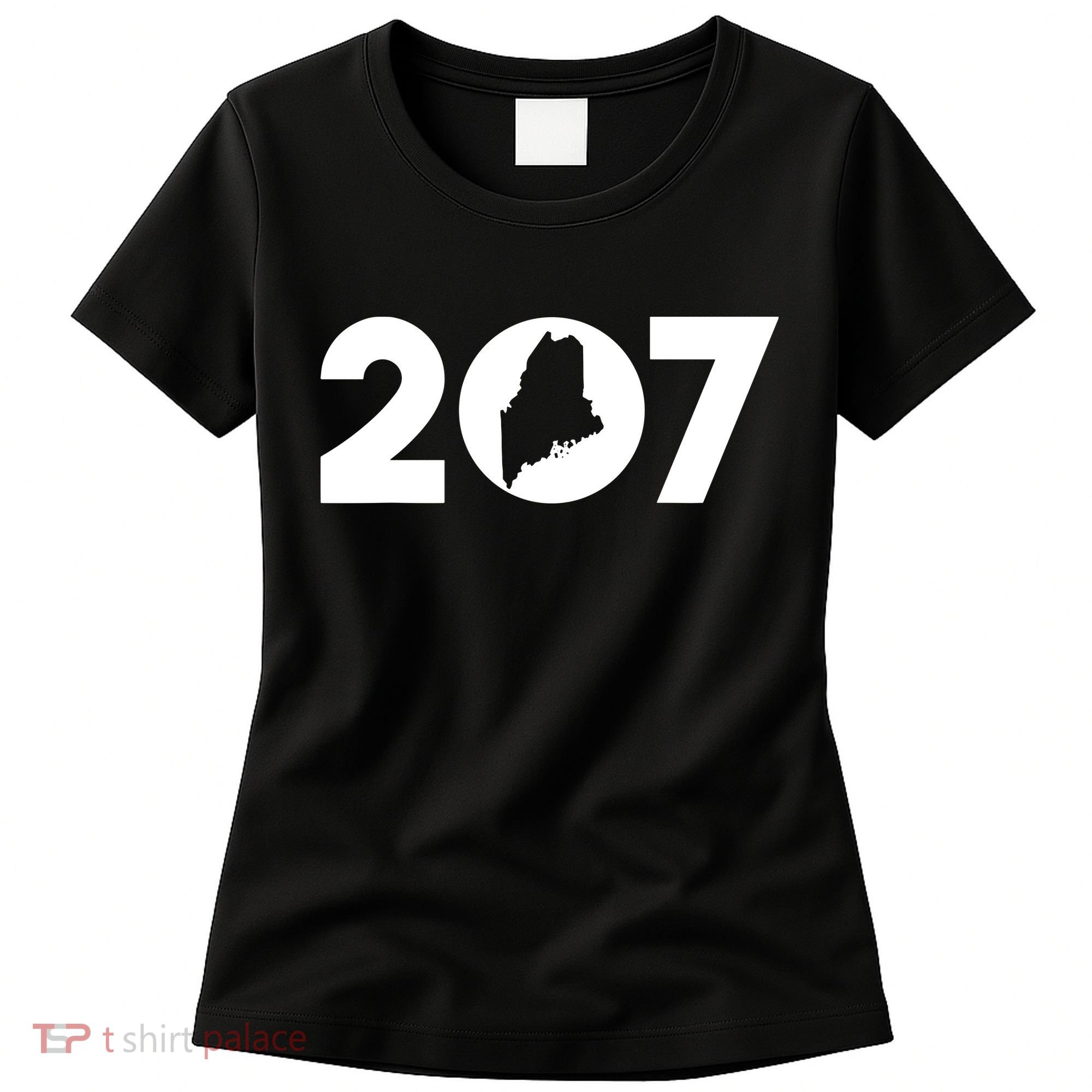 Maine Map Inside The 207 Area Code Maine Me Pride Women's T-Shirt