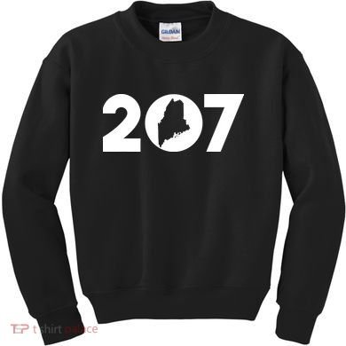 Maine Map Inside The 207 Area Code Maine Me Pride Kids Sweatshirt