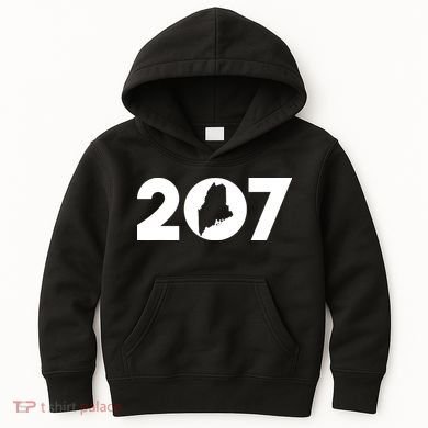 Maine Map Inside The 207 Area Code Maine Me Pride Kids Hoodie