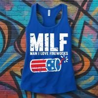 MILF Man I Love Fireworks 4th Of July Funny Fourth Of July Women's Tank Top thumb 3
