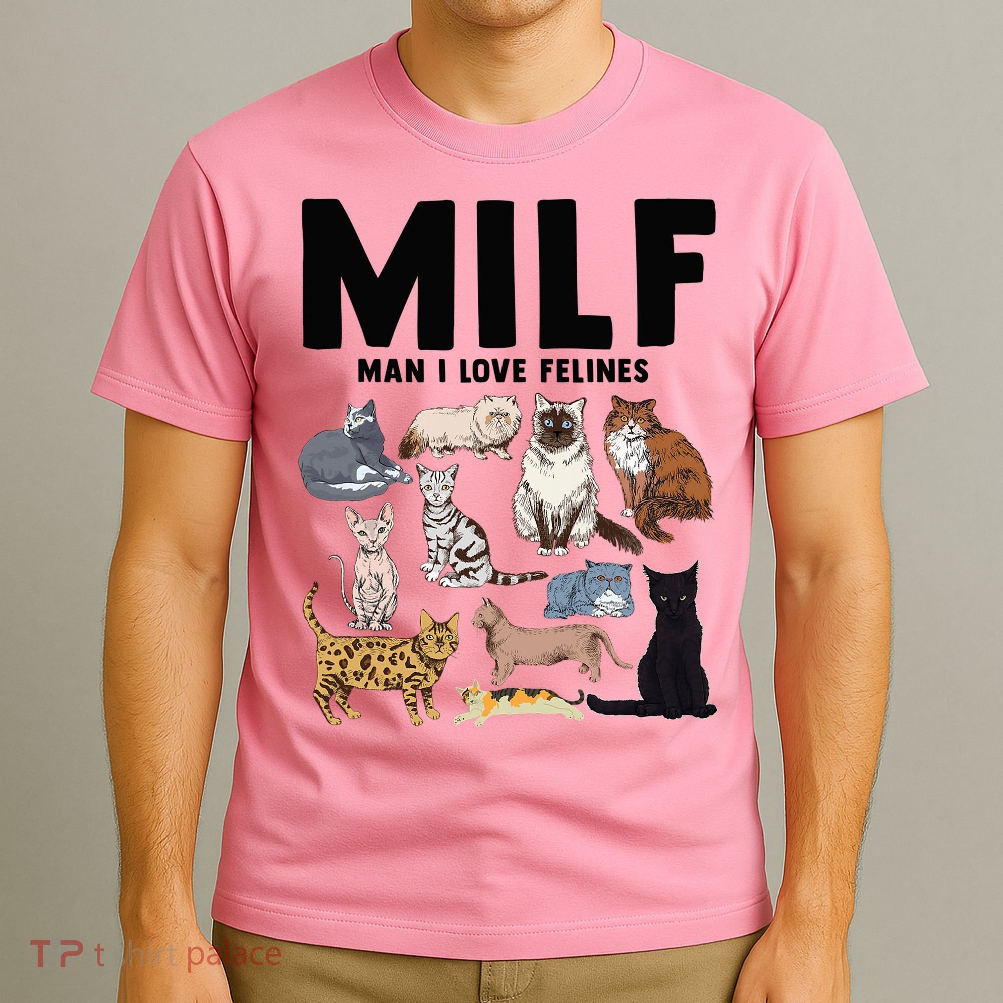 MILF Man I Love Felines Funny Cat Vintage T-Shirt