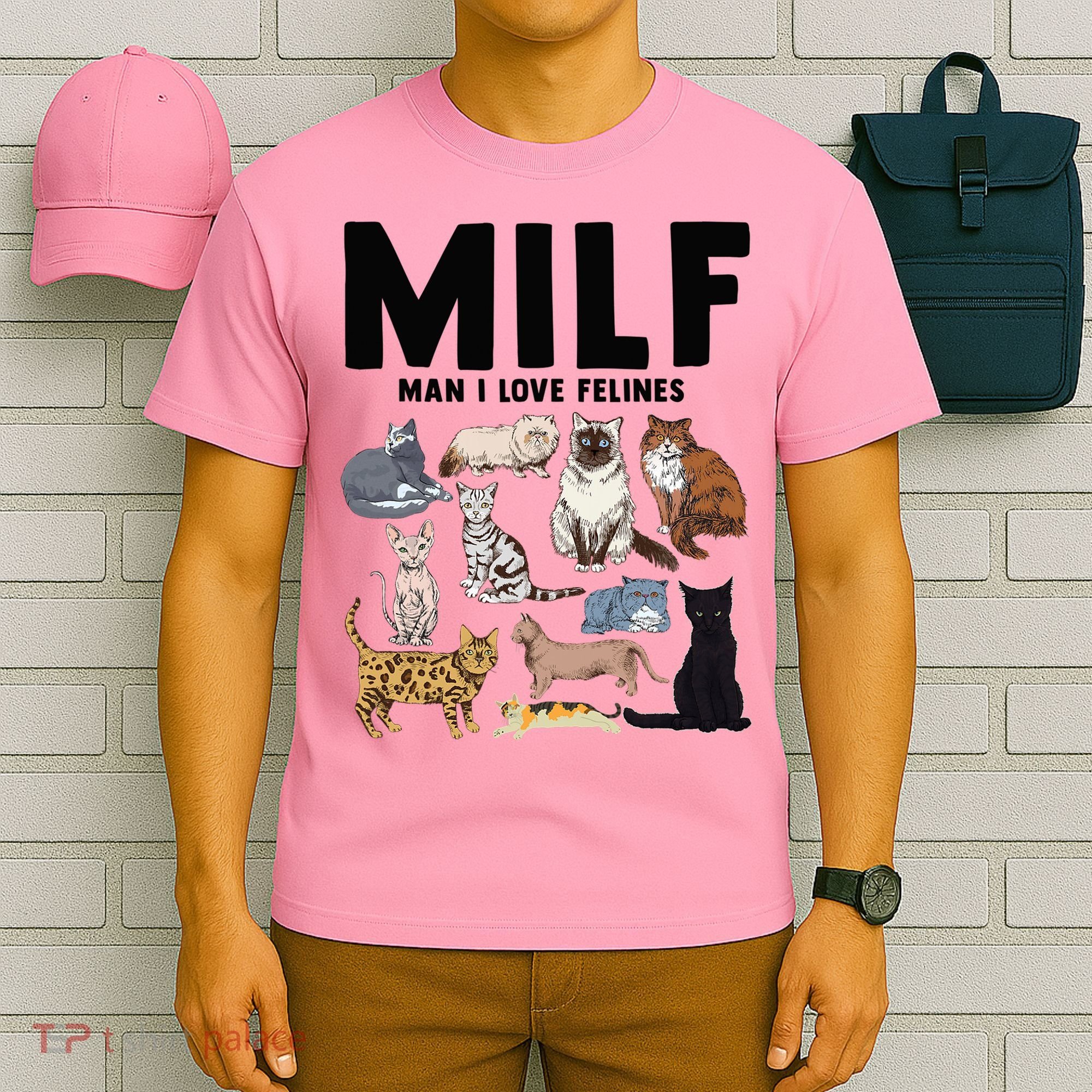 MILF Man I Love Felines Funny Cat Vintage T-Shirt