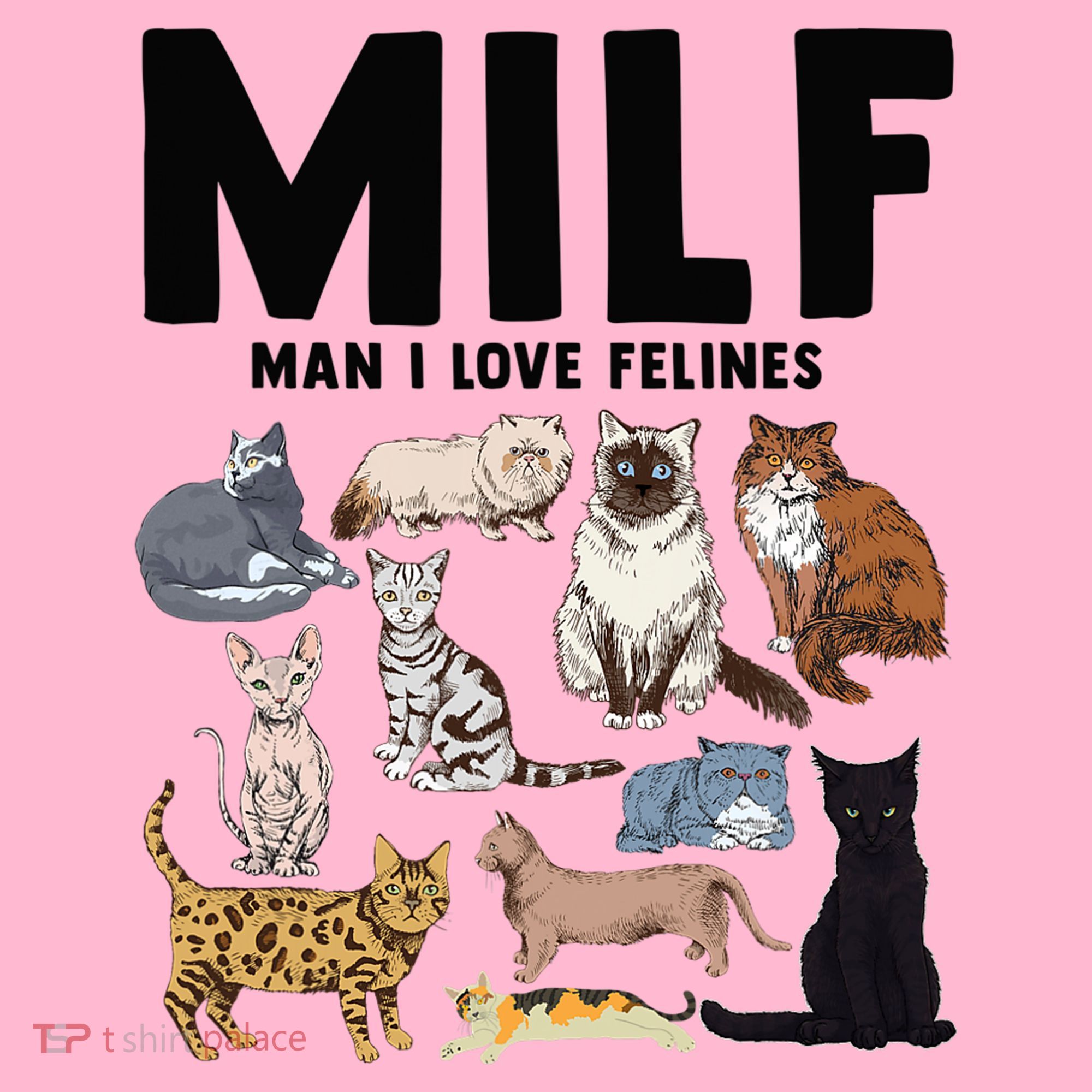 MILF Man I Love Felines Funny Cat Vintage T-Shirt