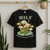 MILF Man I Love Frogs Vintage Retro Frog And Fungi Mushroom T-Shirt thumb 2