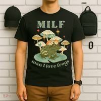 MILF Man I Love Frogs Vintage Retro Frog And Fungi Mushroom T-Shirt thumb 6