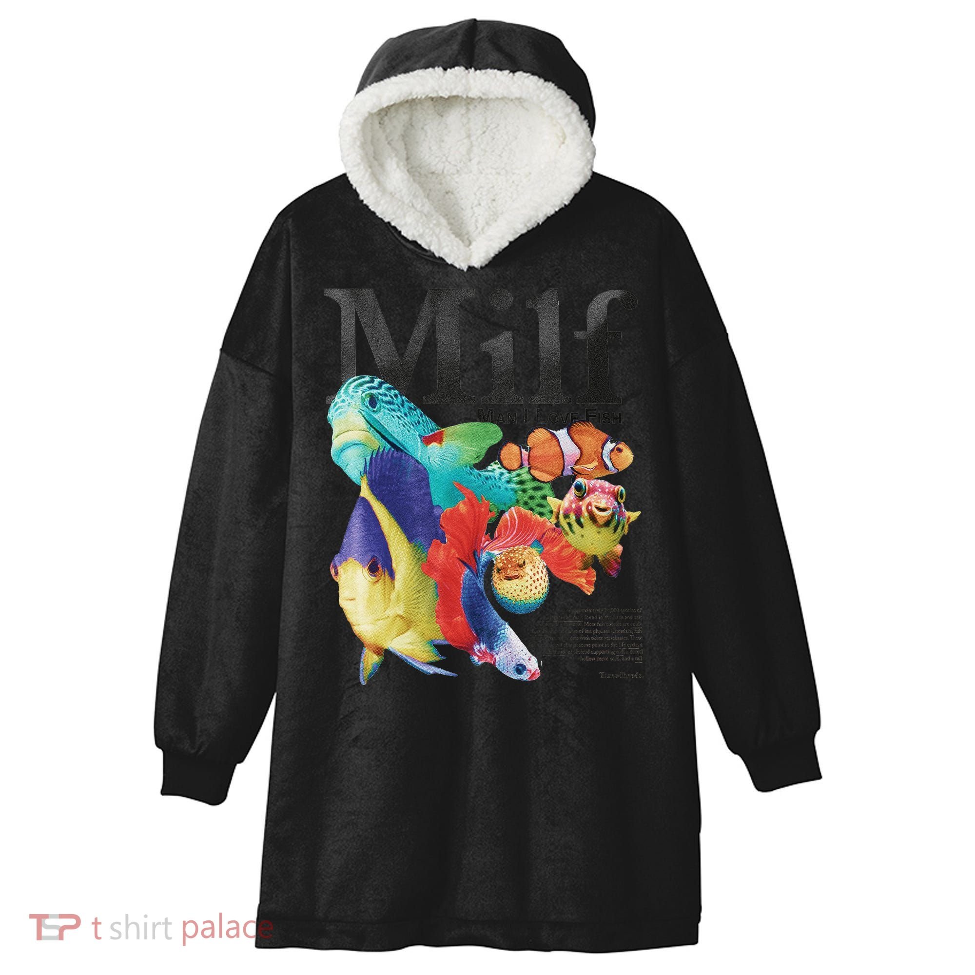 Milf Man I Love Fish Hooded Wearable Blanket