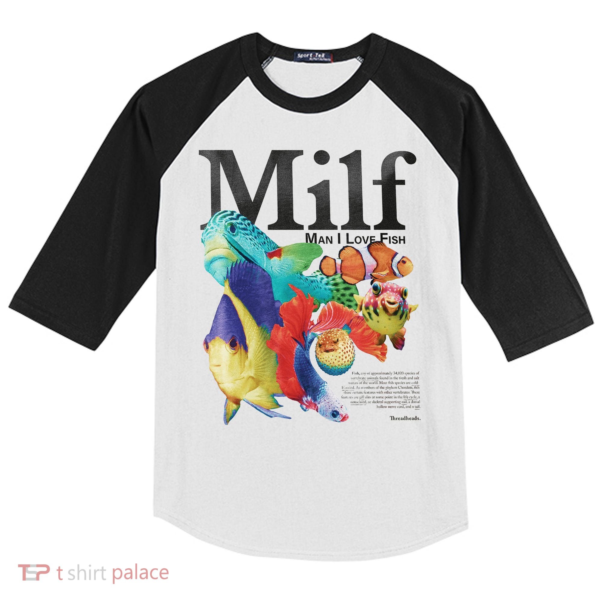 Milf Man I Love Fish Kids Colorblock Raglan Jersey