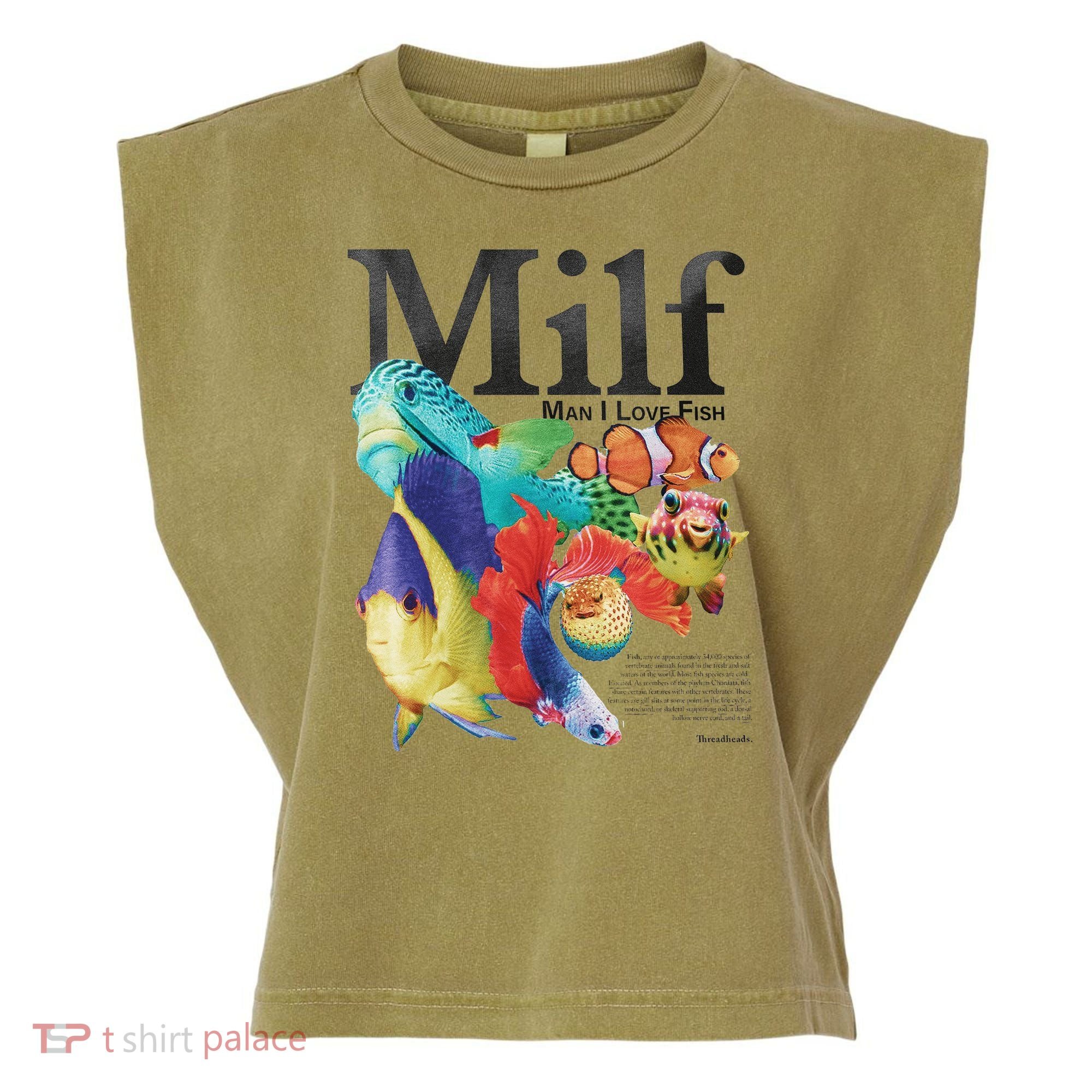 Milf Man I Love Fish Garment-Dyed Women's Muscle Tee