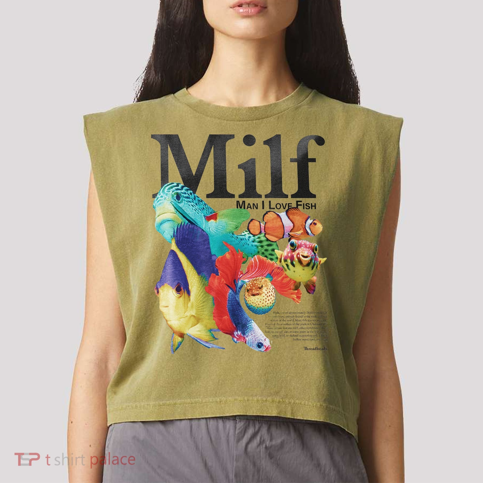 Milf Man I Love Fish Garment-Dyed Women's Muscle Tee