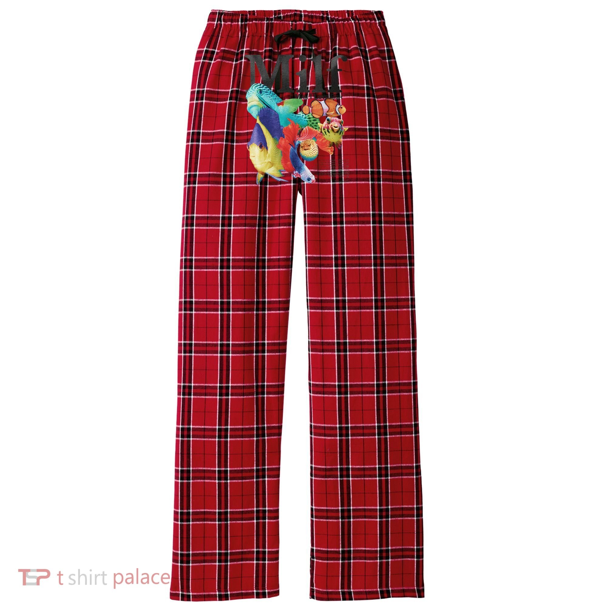 Milf Man I Love Fish Women's Flannel Plaid Pajama Pants