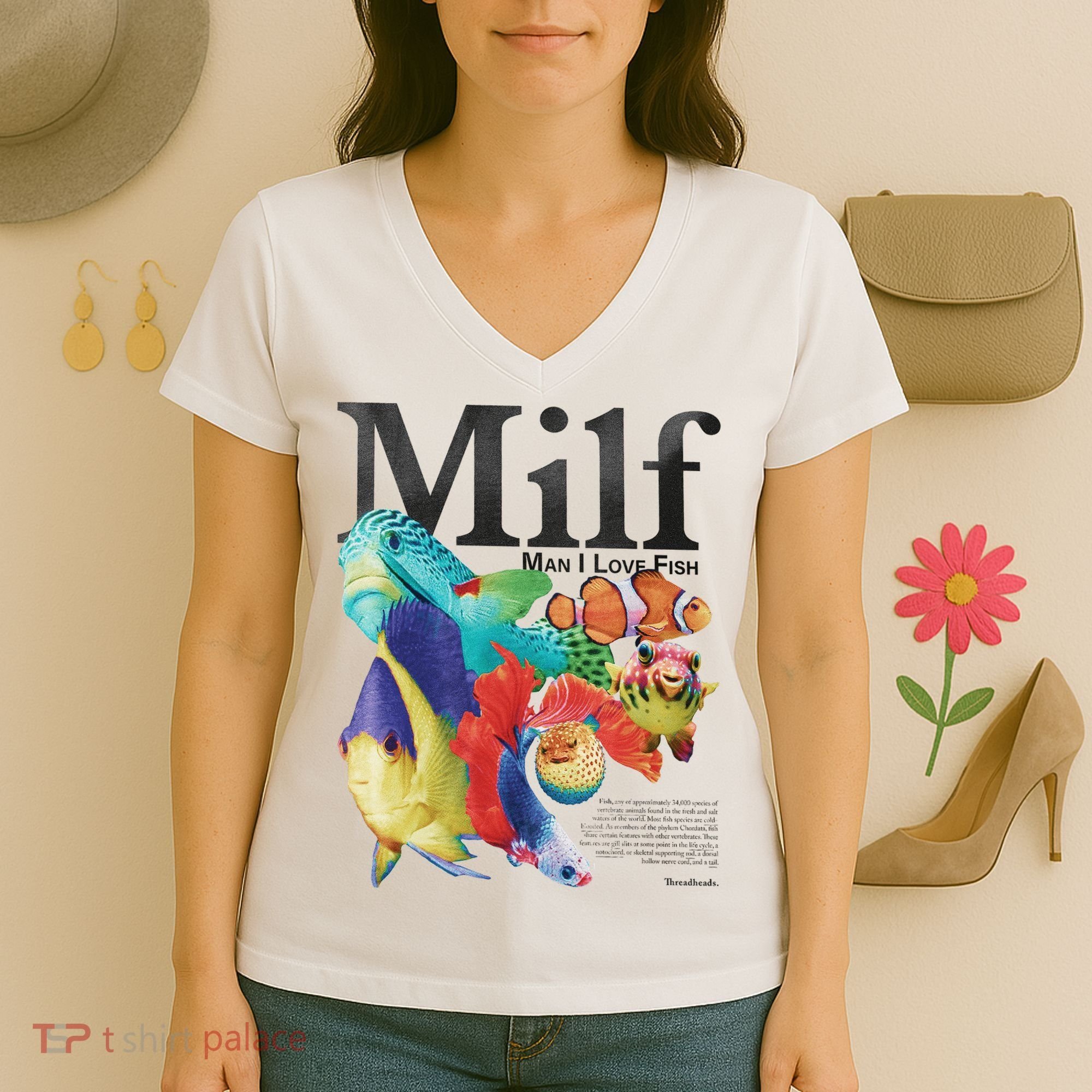 Milf Man I Love Fish Women's V-Neck T-Shirt