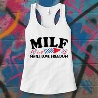 Milf Man I Love Freedom Funny 4th Of July Women's Tank Top thumb 3
