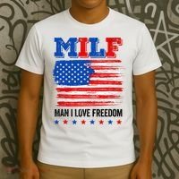 MILF Man I Love Freedom 4th Of July USA Flag Patriotic T-Shirt thumb 3