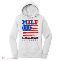 MILF Man I Love Freedom 4th Of July USA Flag Patriotic Women's Hoodie thumb 0