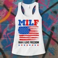 MILF Man I Love Freedom 4th Of July USA Flag Patriotic Women's Tank Top thumb 3