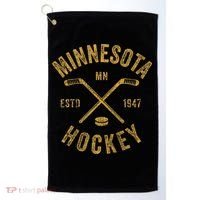 Minnesota Mn Ice Hockey Sticks Golf Towel thumb 0