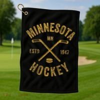 Minnesota Mn Ice Hockey Sticks Golf Towel thumb 1