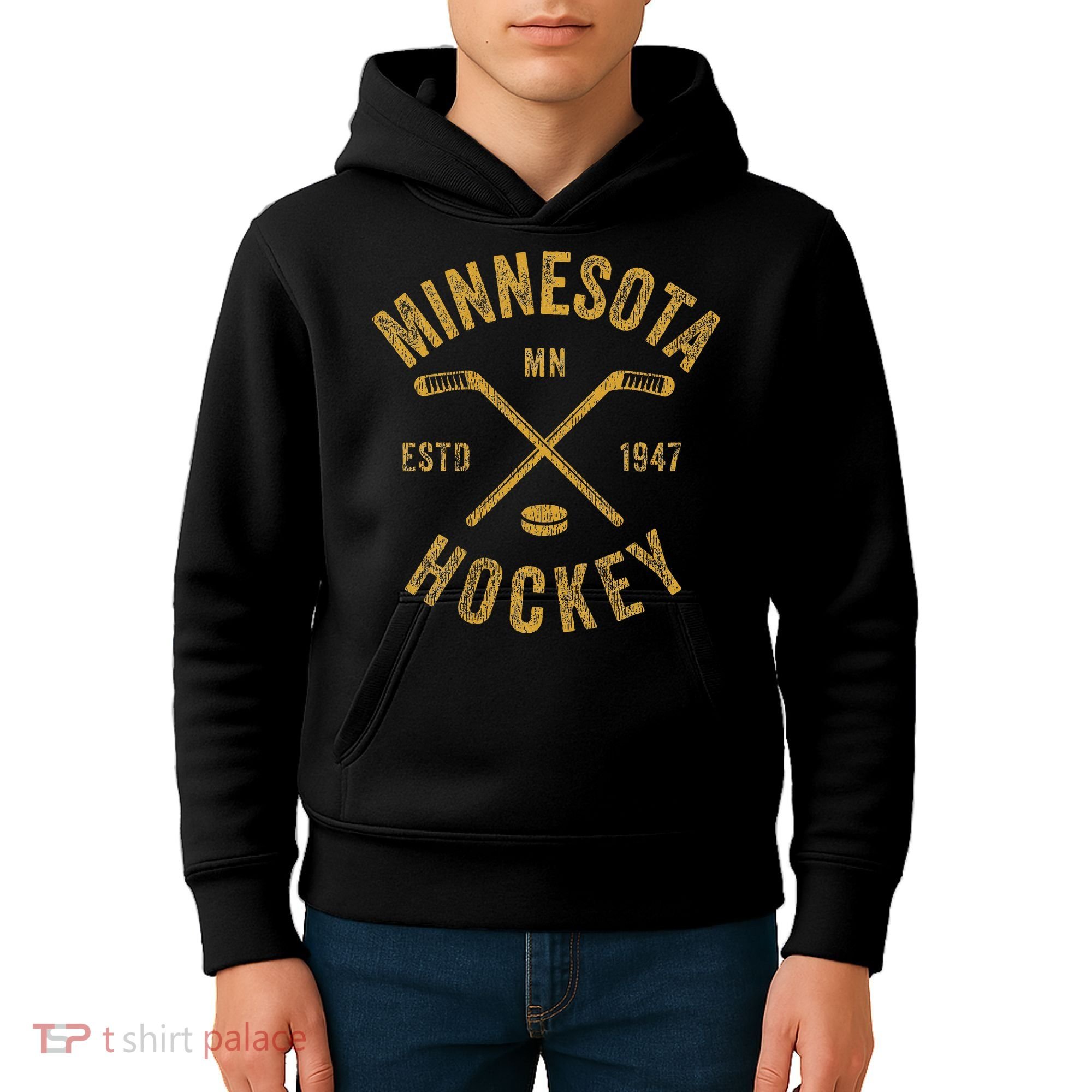 Minnesota Mn Ice Hockey Sticks Kids Hoodie