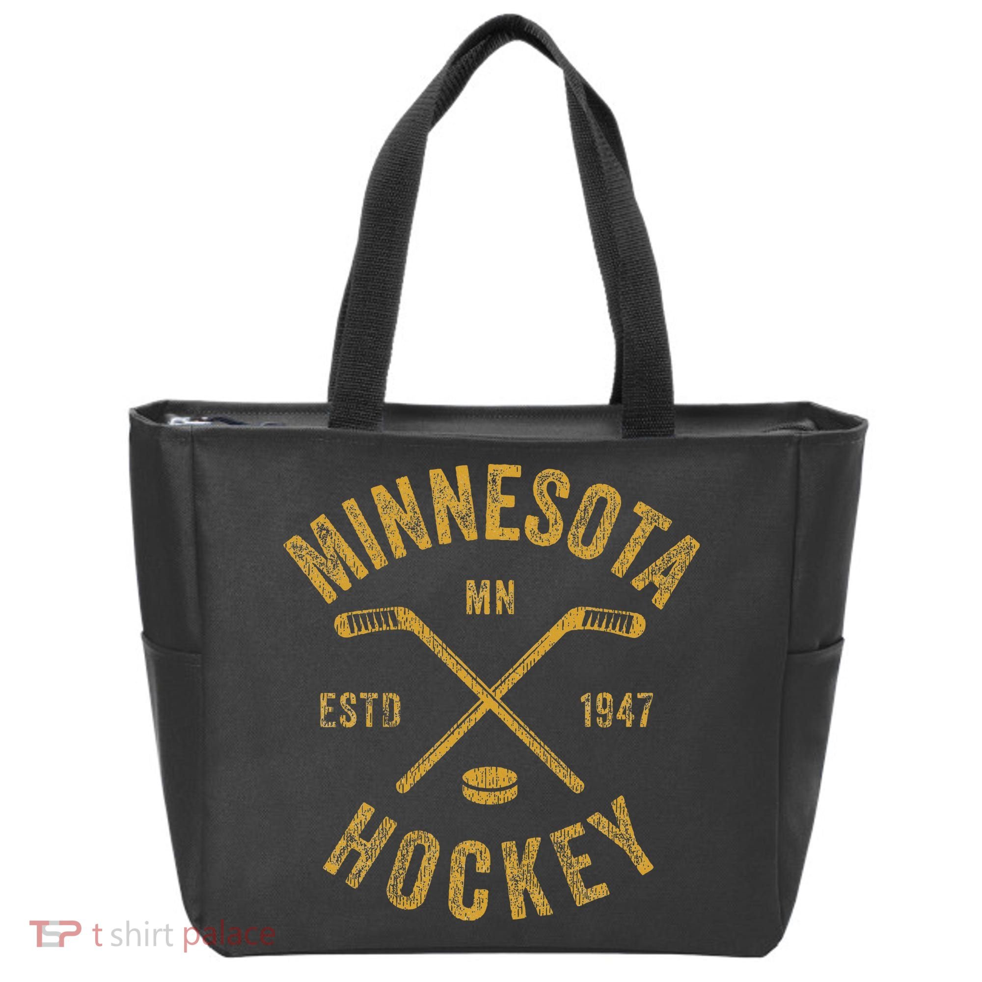 Minnesota Mn Ice Hockey Sticks Tote Bag