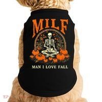 MILF Man I Love Fall Funny Skeleton Pumpkin Halloween Doggie Tank thumb 0