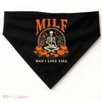 MILF Man I Love Fall Funny Skeleton Pumpkin Halloween USA-Made Doggie Bandana thumb 0