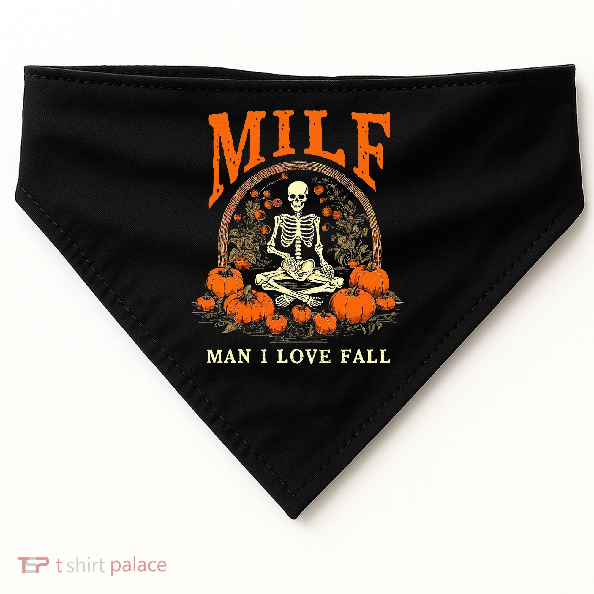 MILF Man I Love Fall Funny Skeleton Pumpkin Halloween USA-Made Doggie Bandana