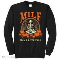 MILF Man I Love Fall Funny Skeleton Pumpkin Halloween Sweatshirt thumb 0