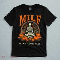 MILF Man I Love Fall Funny Skeleton Pumpkin Halloween T-Shirt thumb 5