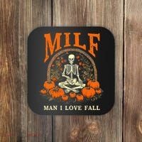 MILF Man I Love Fall Funny Skeleton Pumpkin Halloween Coaster thumb 0