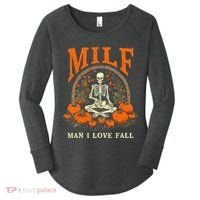 MILF Man I Love Fall Funny Skeleton Pumpkin Halloween Women's Perfect Tri Tunic Long Sleeve Shirt thumb 0