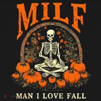 MILF Man I Love Fall Funny Skeleton Pumpkin Halloween Women's Hoodie thumb 2