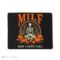MILF Man I Love Fall Funny Skeleton Pumpkin Halloween Mousepad thumb 0
