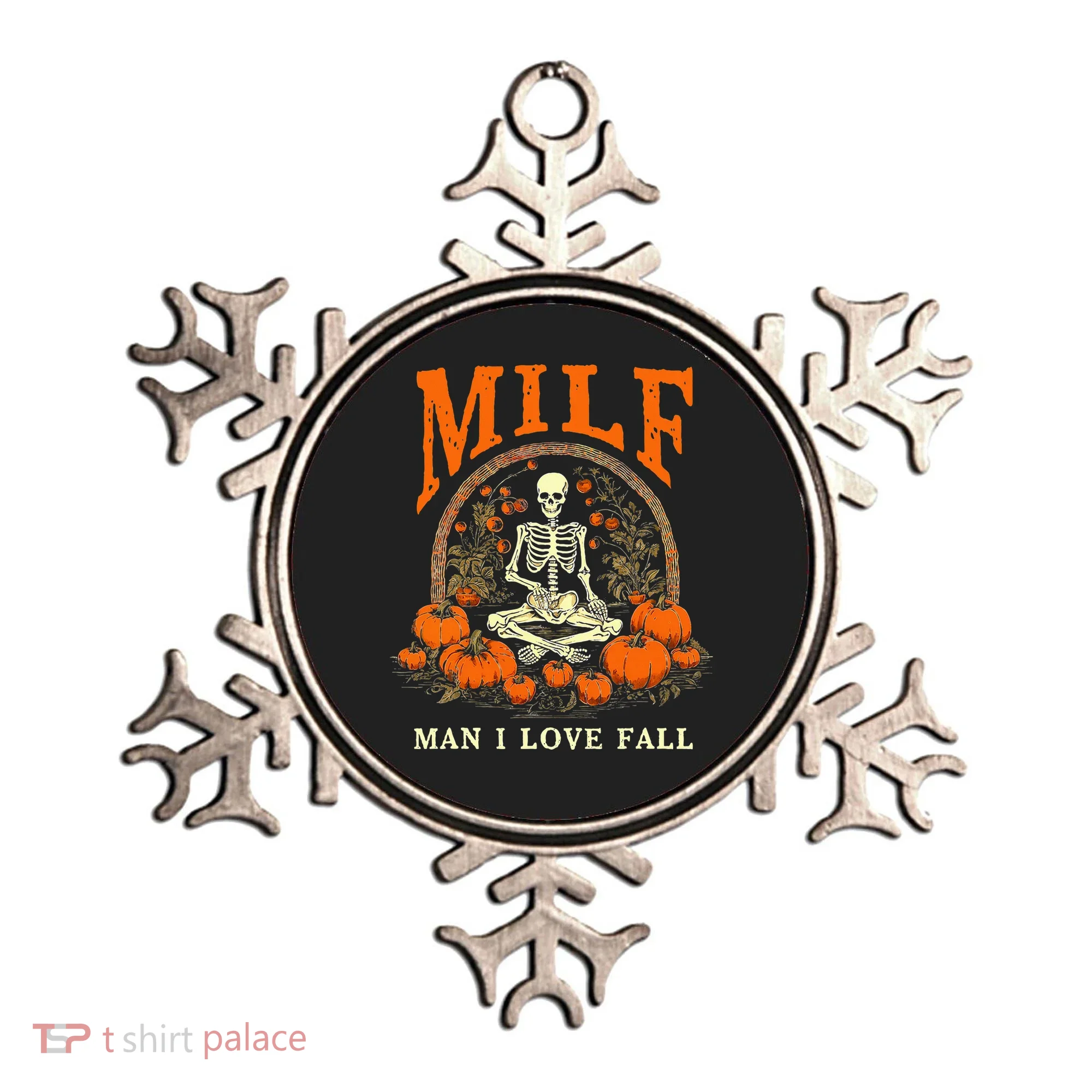 MILF Man I Love Fall Funny Skeleton Pumpkin Halloween Ornament