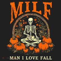 MILF Man I Love Fall Funny Skeleton Pumpkin Halloween Sport-Tek Posi-UV Pro Polo thumb 2