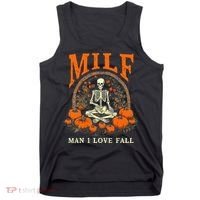 MILF Man I Love Fall Funny Skeleton Pumpkin Halloween Tank Top thumb 0