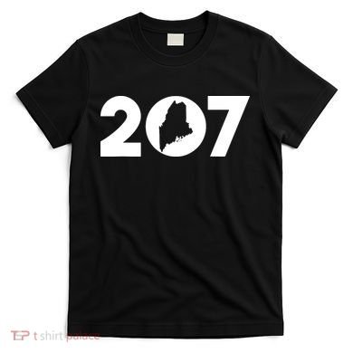 Maine Map Inside The 207 Area Code Maine Me Pride T-Shirt