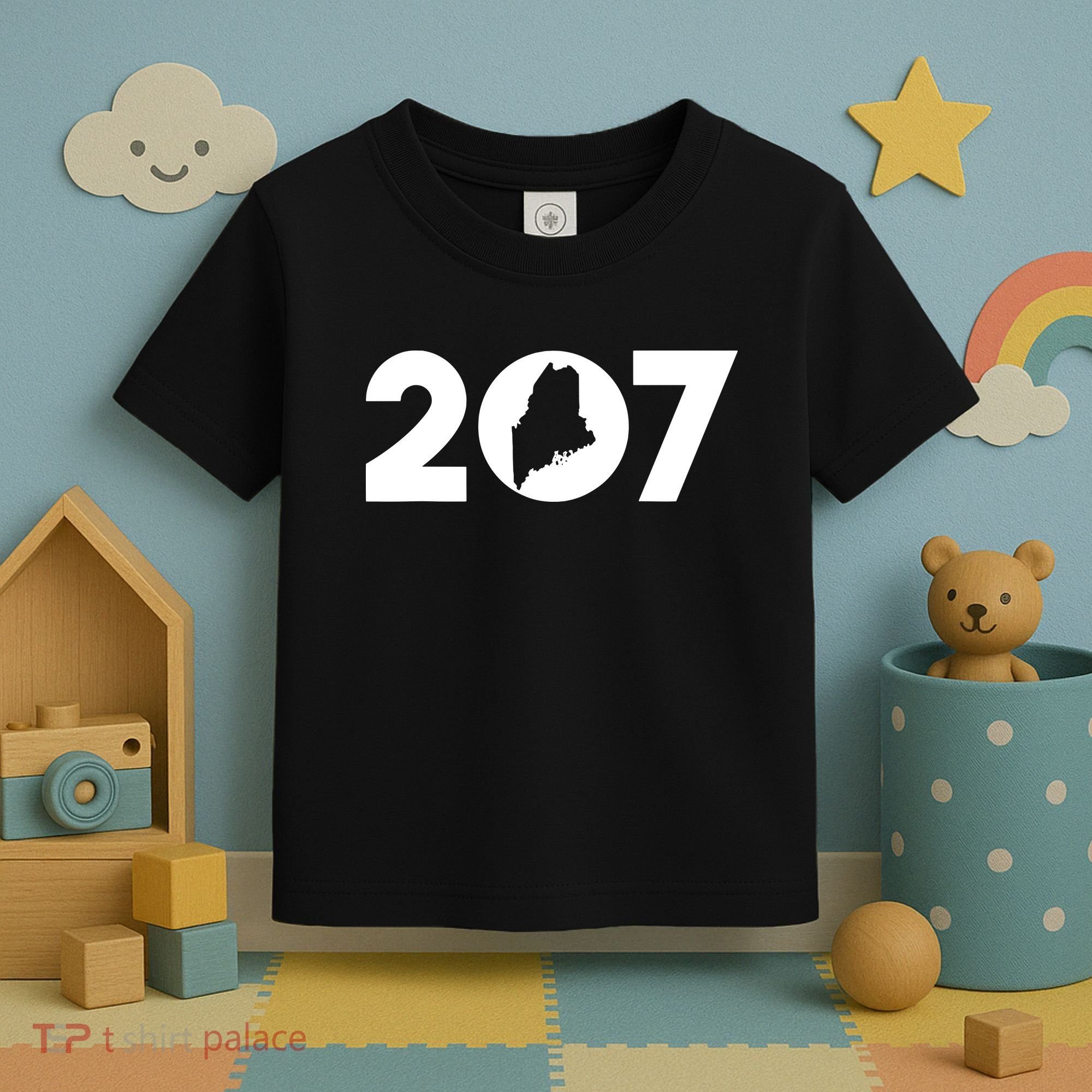 Maine Map Inside The 207 Area Code Maine Me Pride Toddler T-Shirt