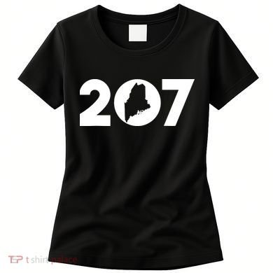Maine Map Inside The 207 Area Code Maine Me Pride Women's T-Shirt