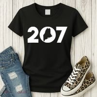 Maine Map Inside The 207 Area Code Maine Me Pride Women's T-Shirt thumb 3