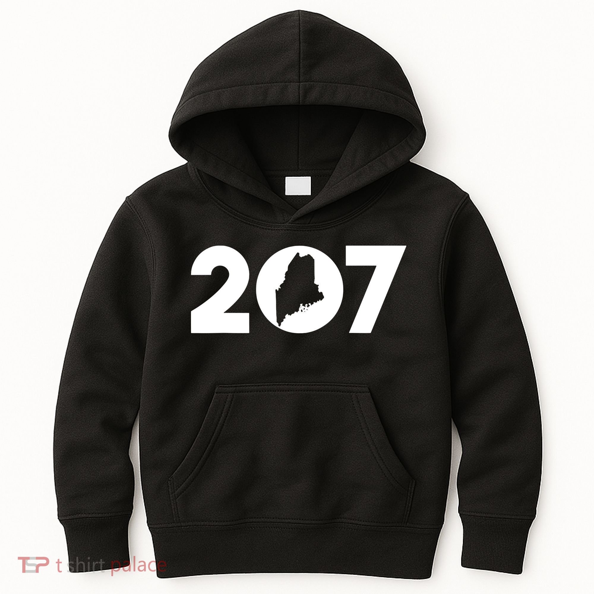 Maine Map Inside The 207 Area Code Maine Me Pride Kids Hoodie