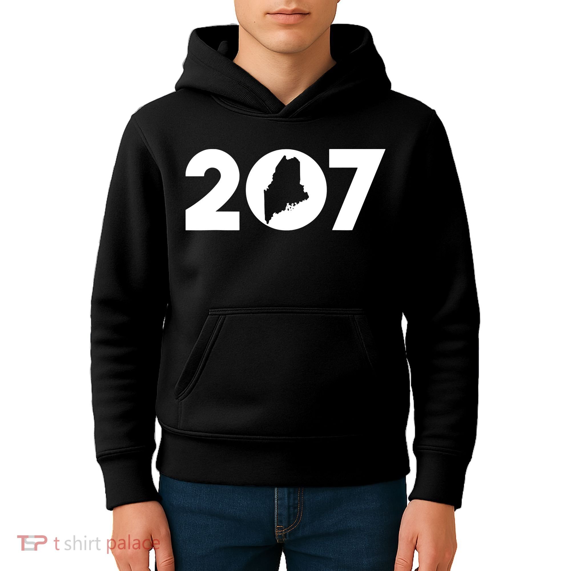 Maine Map Inside The 207 Area Code Maine Me Pride Kids Hoodie