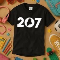 Maine Map Inside The 207 Area Code Maine Me Pride Kids T-Shirt thumb 3