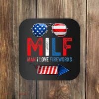 MILF Man I Love Fireworks Funny American 4th Of July Coaster thumb 0