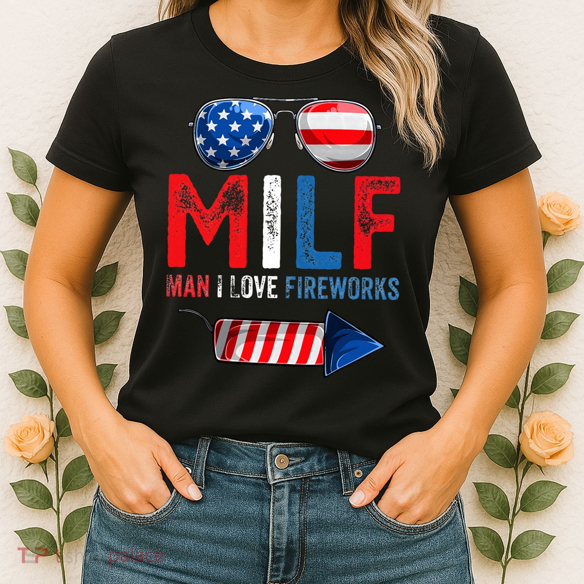 MILF Man I Love Fireworks Funny American 4th Of July Women's T-Shirt