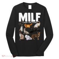 MILF Man I Love Felines Funny Cats Long Sleeve Shirt thumb 0