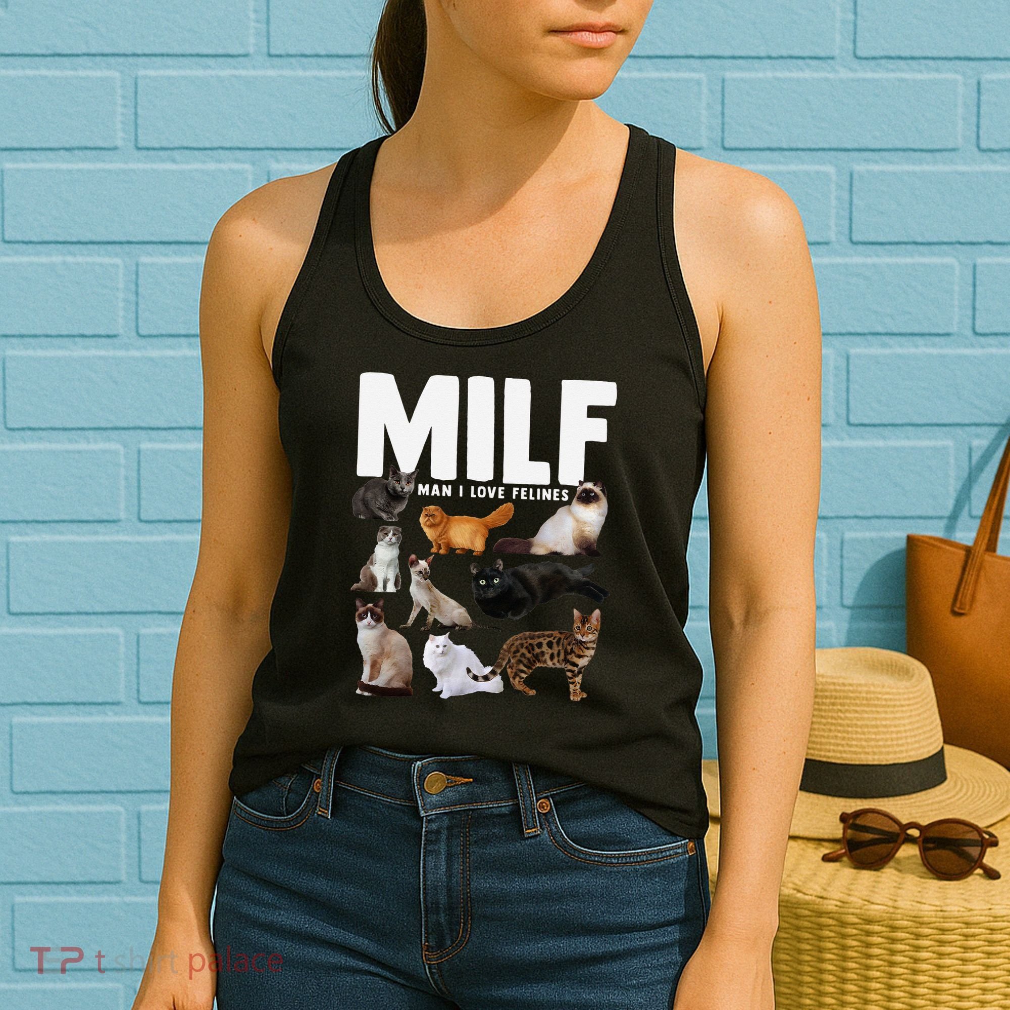 MILF Man I Love Felines Funny Cats Women's Tank Top