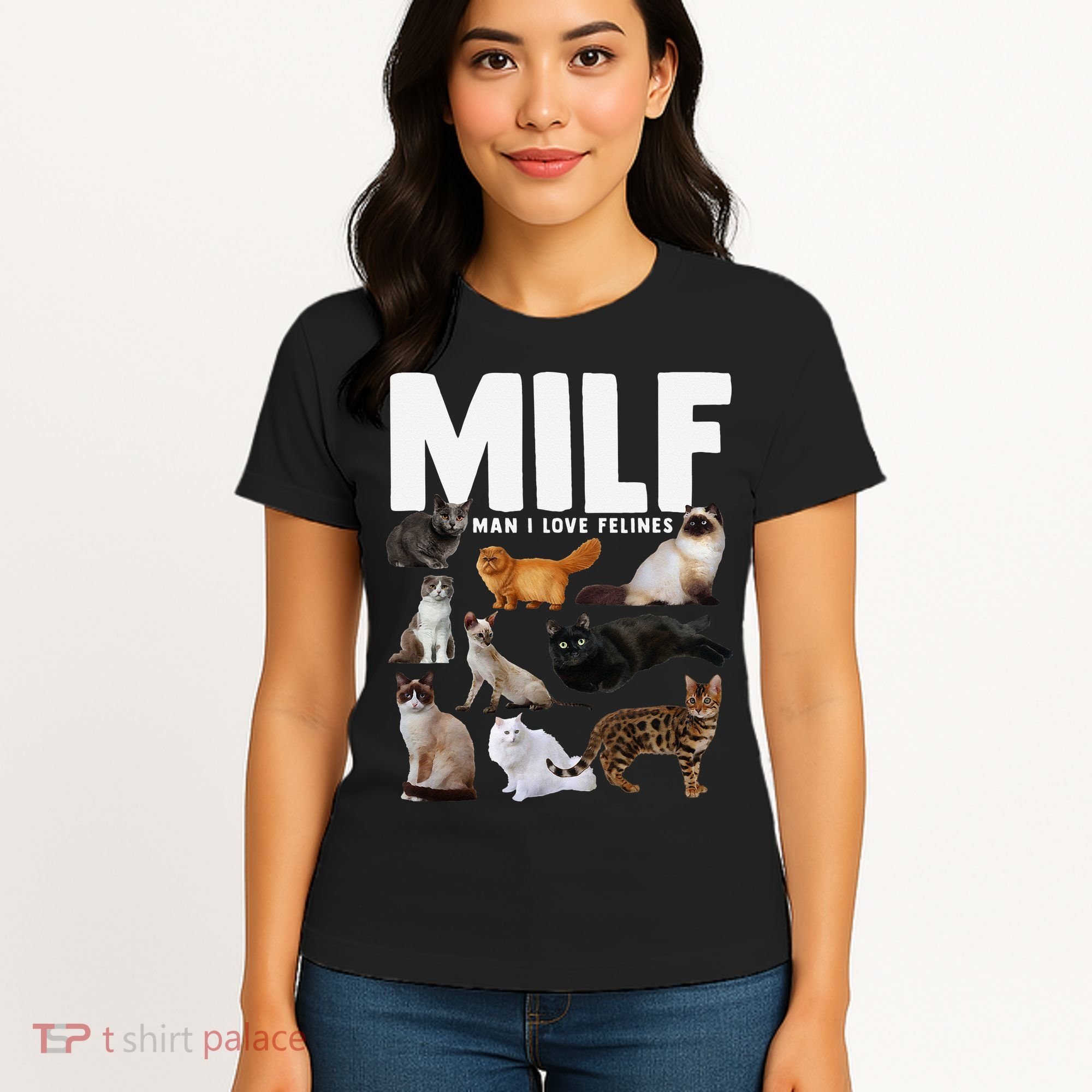 MILF Man I Love Felines Funny Cats Women's T-Shirt